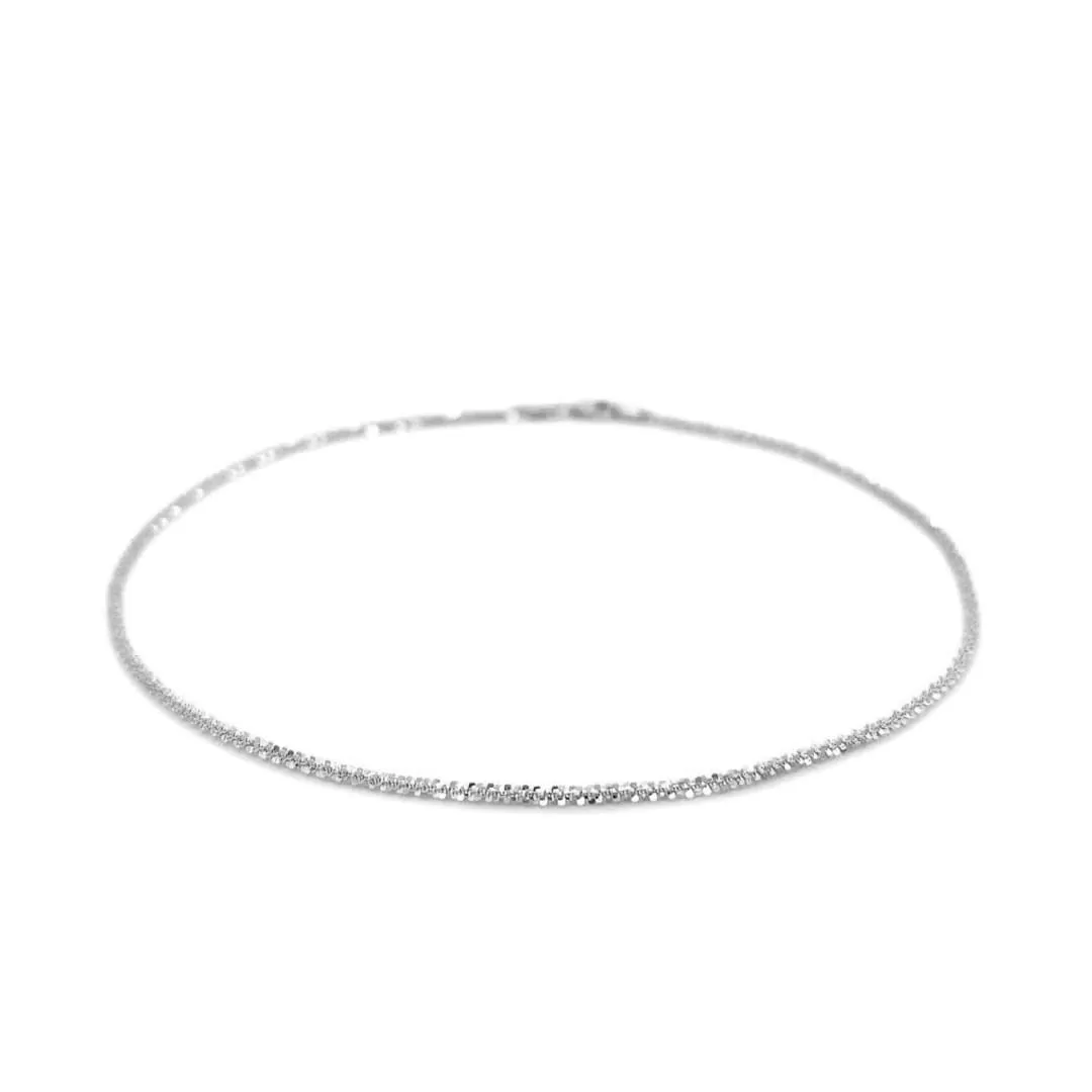 10k White Gold Sparkle Anklet 1.5mm