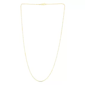 14K Gold 1.1mm Diamond Cut Bar and Bead Chain