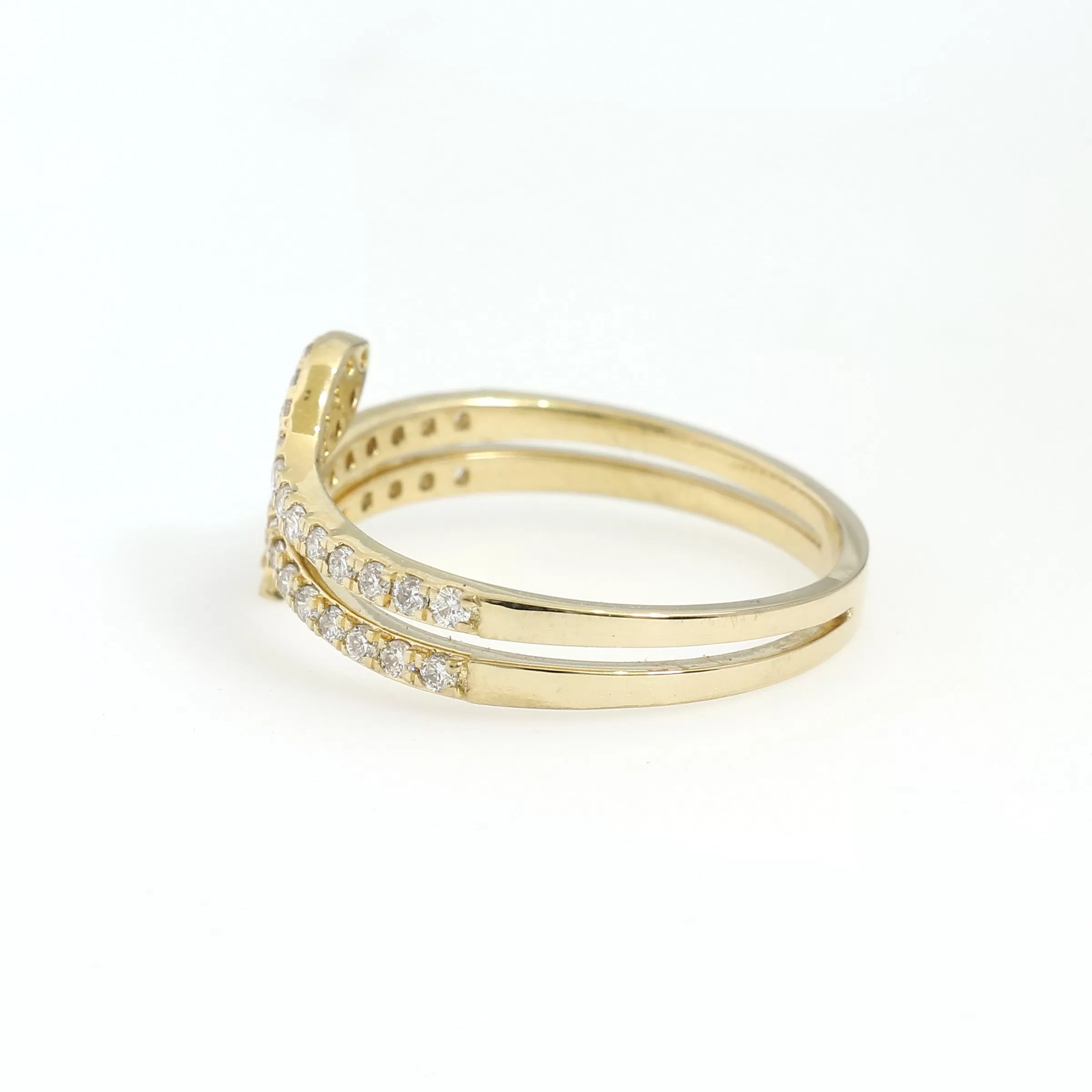 14K Yellow Gold Coiled Snake Ring 0.32 Ctw