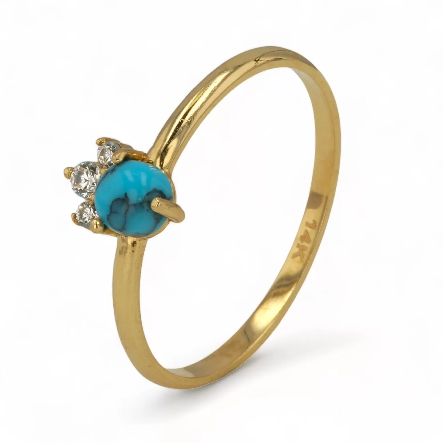 14K yellow Gold Turquoise Ring - 1021