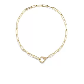 18K Yellow Gold Paperclip Diamond Chain Necklace