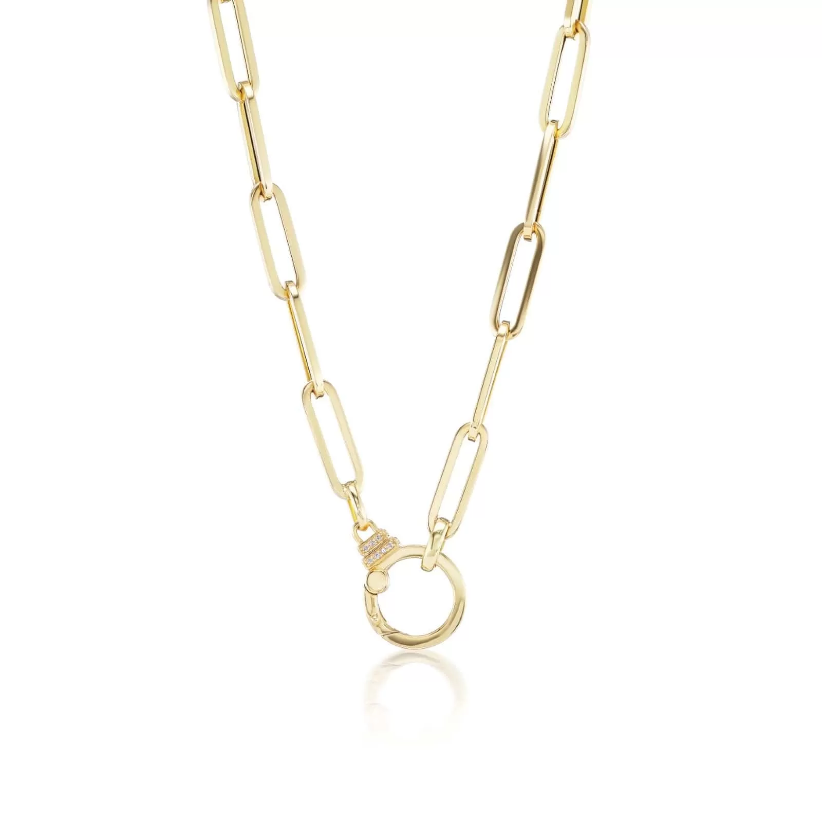 18K Yellow Gold Paperclip Diamond Chain Necklace