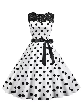 1950s Polka Dot Lace Patchwork Dress