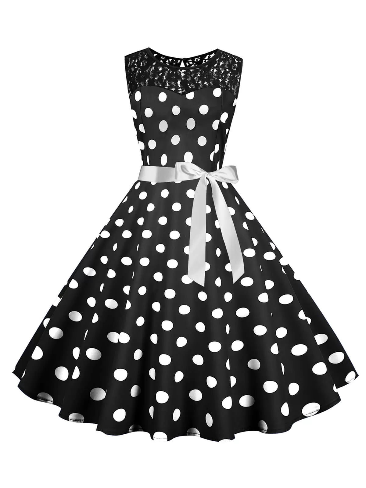 1950s Polka Dot Lace Patchwork Dress