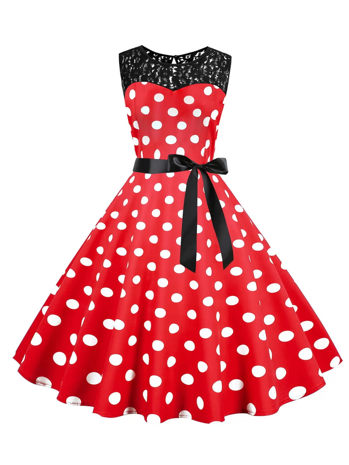 1950s Polka Dot Lace Patchwork Dress