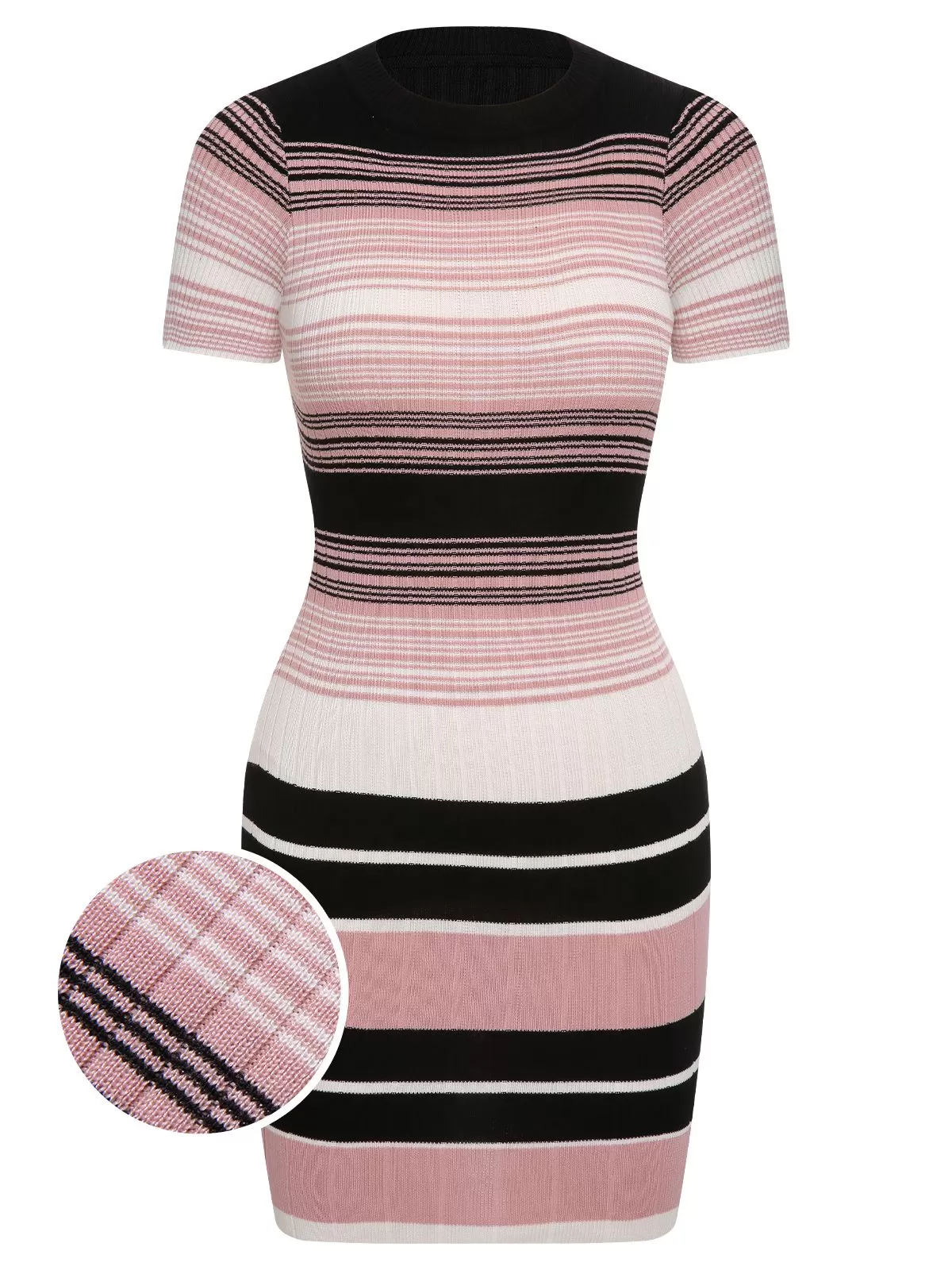 1960s Color Block Striped Knit Slim Dress