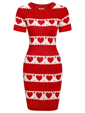 1960s Heart Short Sleeved Knitted Dress