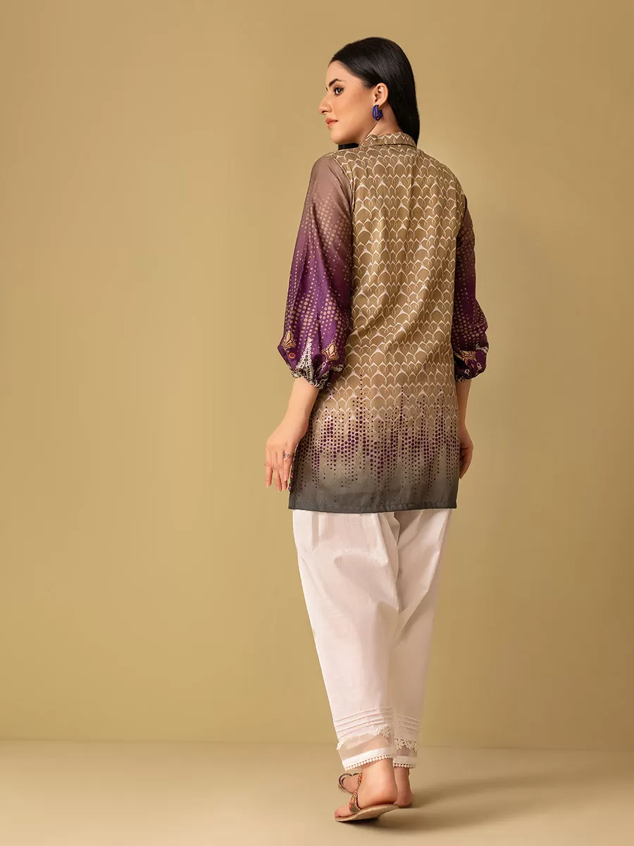 1pc - Stitched Basic Printed Cotton Silk Shirt