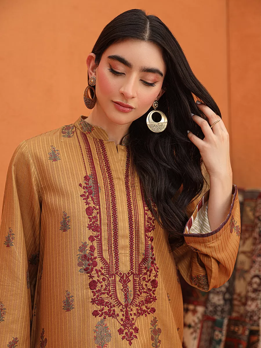 1pc - Stitched Basic Printed Embroidered Lawn Silk Shirt