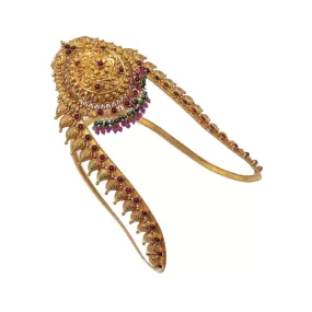 22K Yellow Gold Mango Arm Vanki W/ Emeralds & Rubies