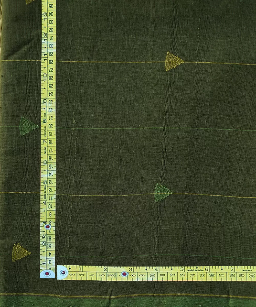 2.5 mtrs Dark green natural dyed cotton handwoven jamdani fabric