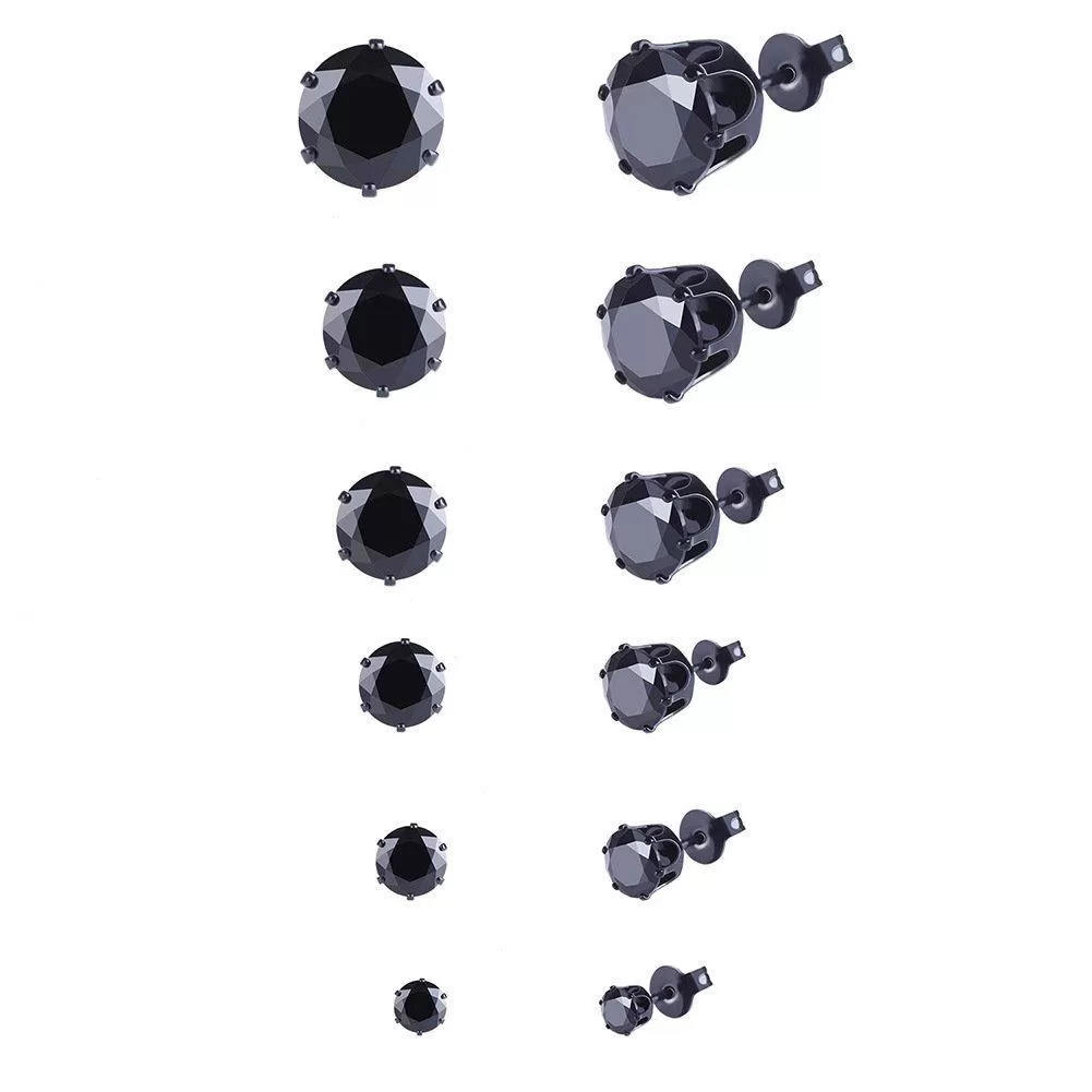 6 & 8 &9 Stainless Steel Pack Cubic Zirconia Studs Earrings Sets Unisex