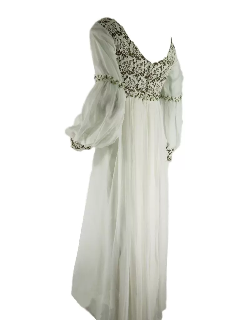 70s Wedding Long Sleeved Gown - xs, sm