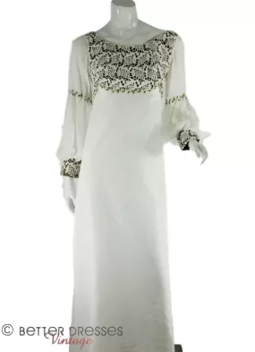 70s Wedding Long Sleeved Gown - xs, sm