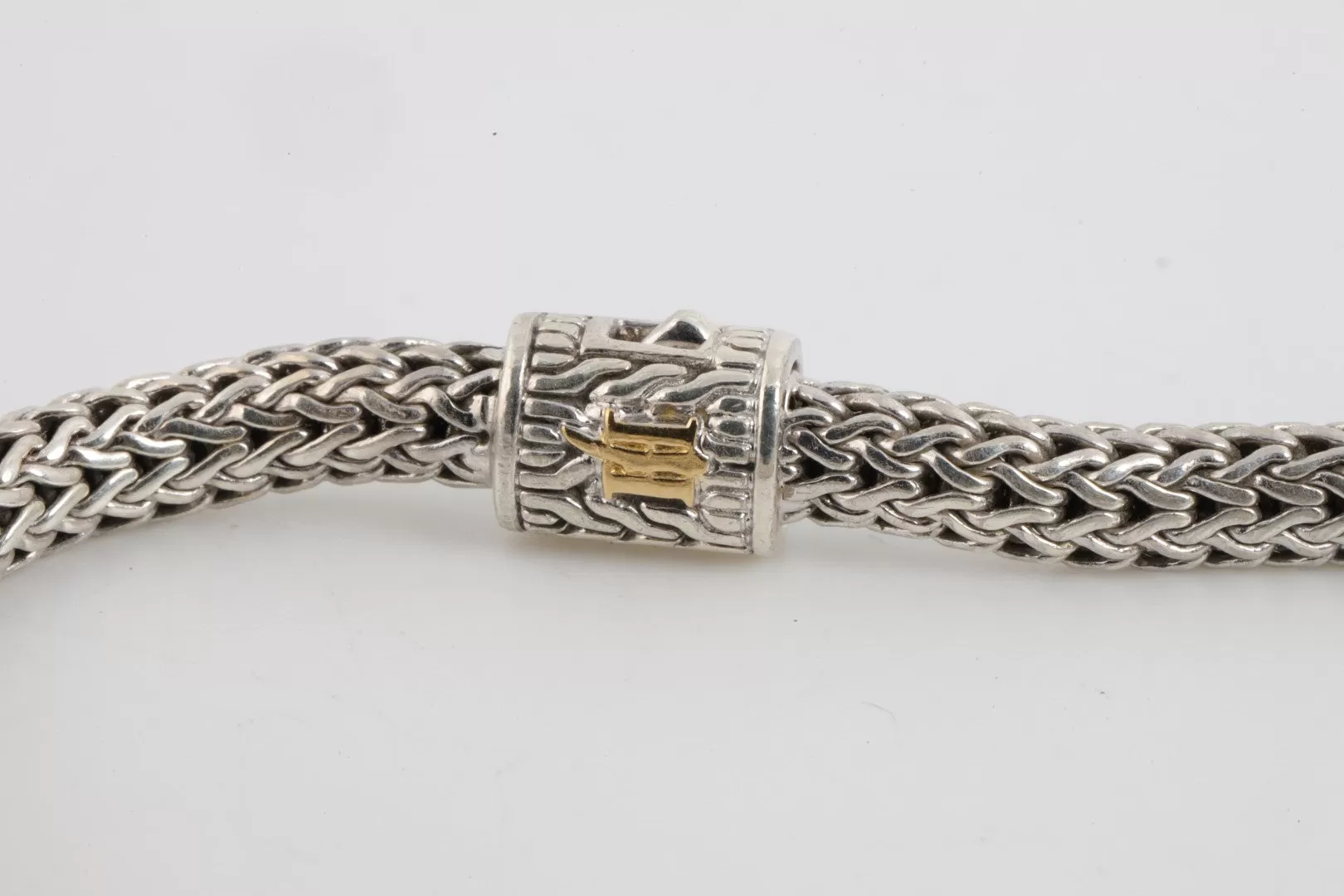 7" John Hardy 925 Silver & 18k Gold 0.23tcw Diamond Bracelet (16.86g.)