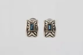 925 Silver & 14k Yellow Gold 0.99tcw Blue Topaz Earrings (7.15g.)