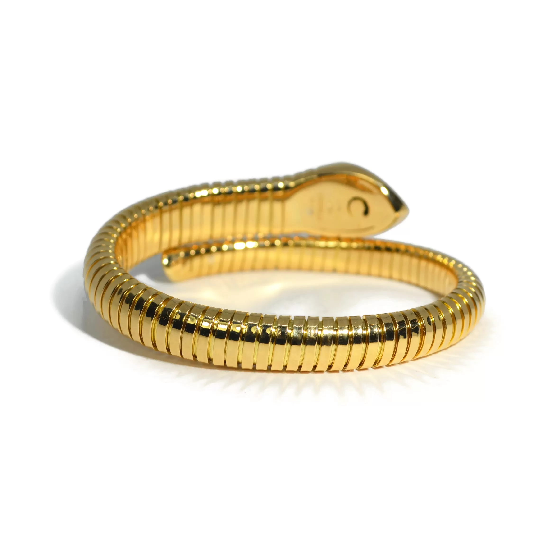 AFJ Gold Collection - Tubogas Cuff Bracelet with Diamonds, 18k Yellow Gold