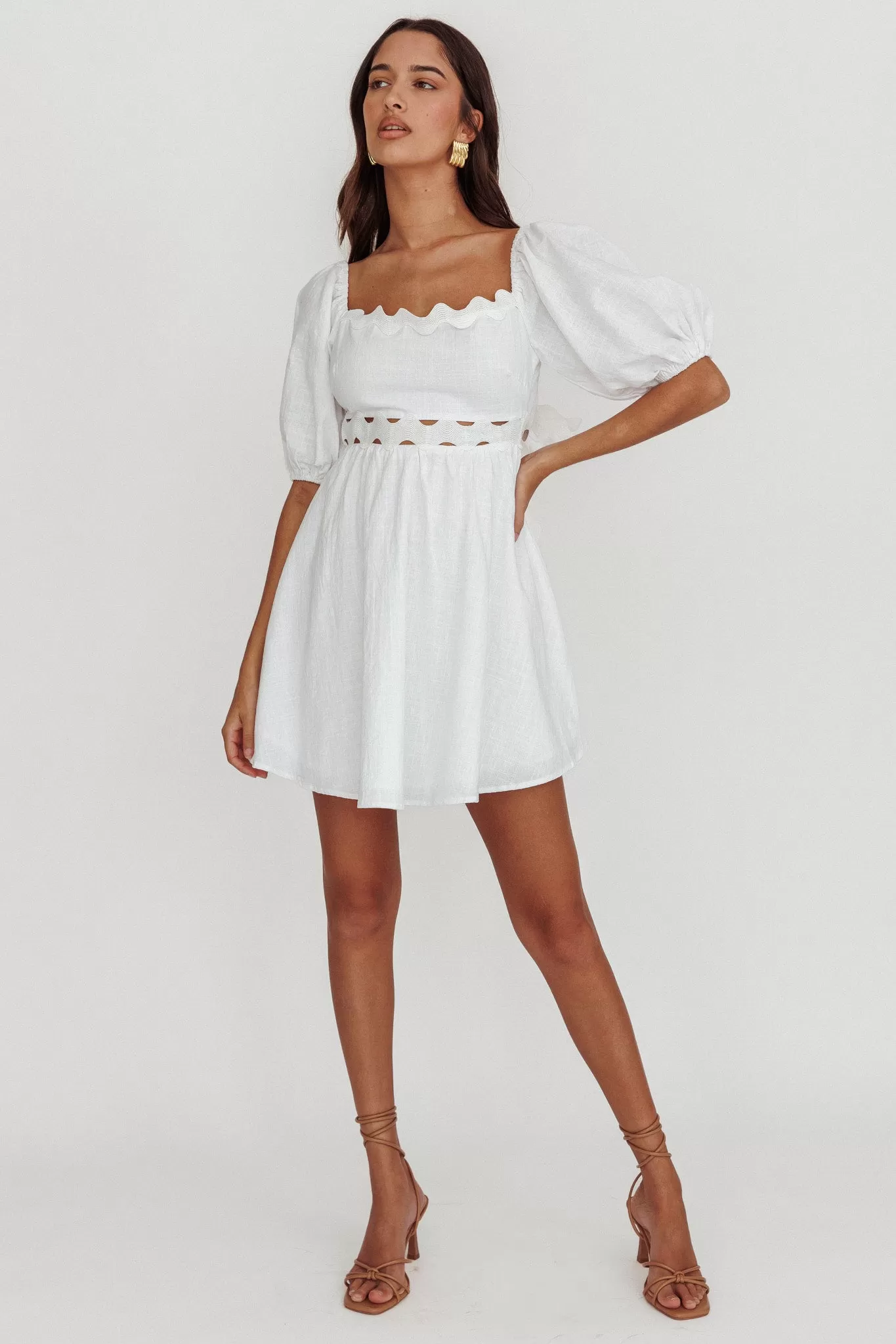 Akali Puff Sleeve A-line Mini Dress White