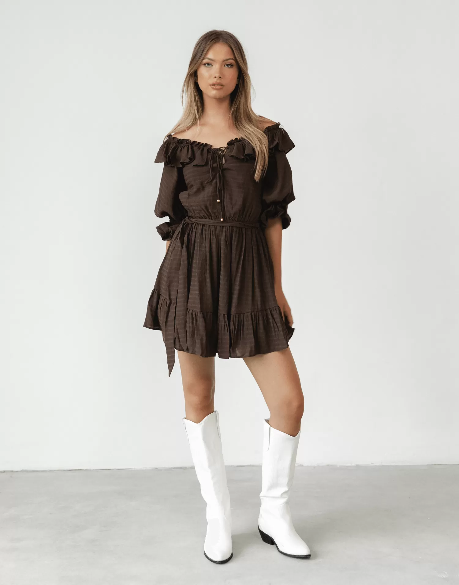 Allery Mini Dress (Brown)