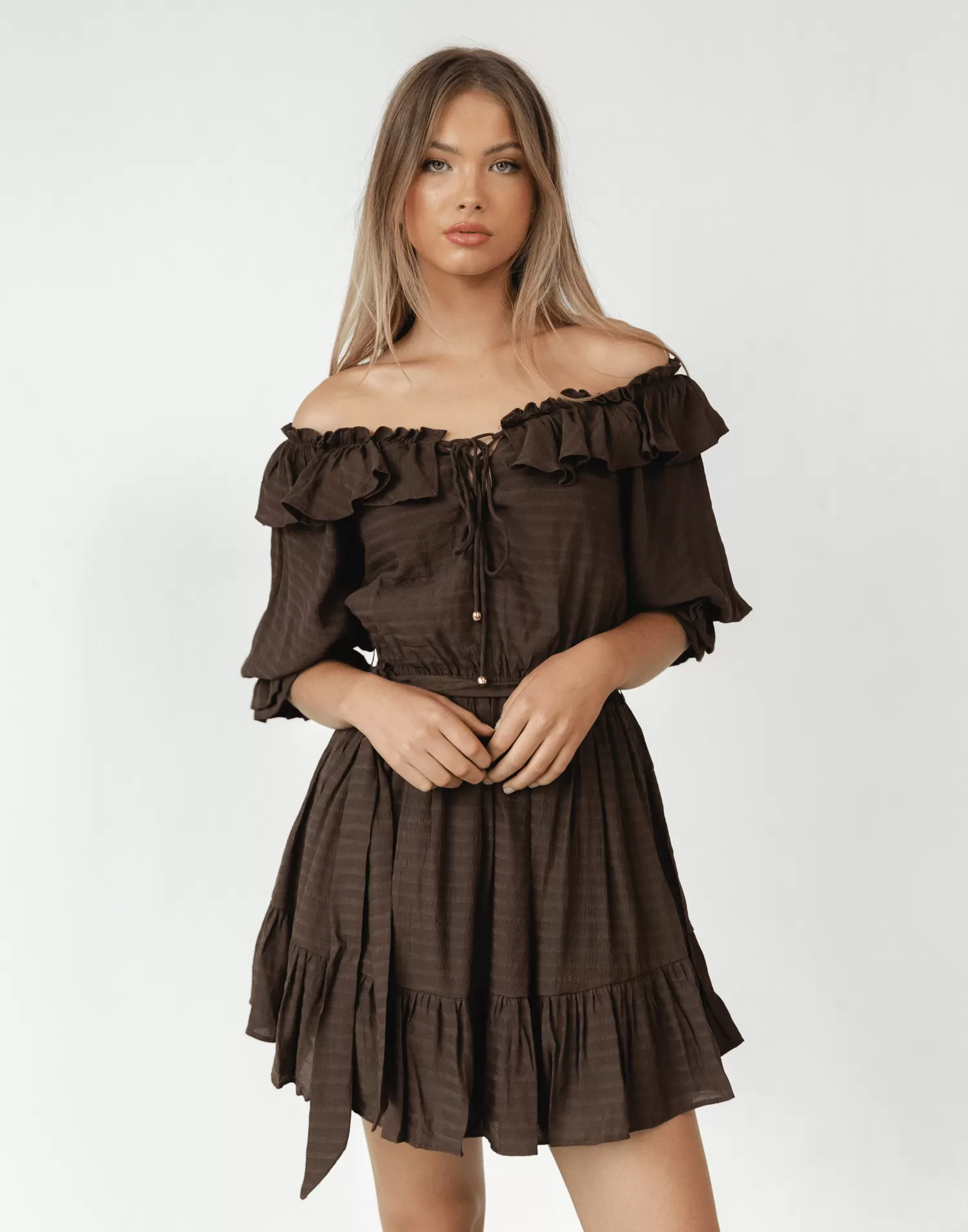 Allery Mini Dress (Brown)