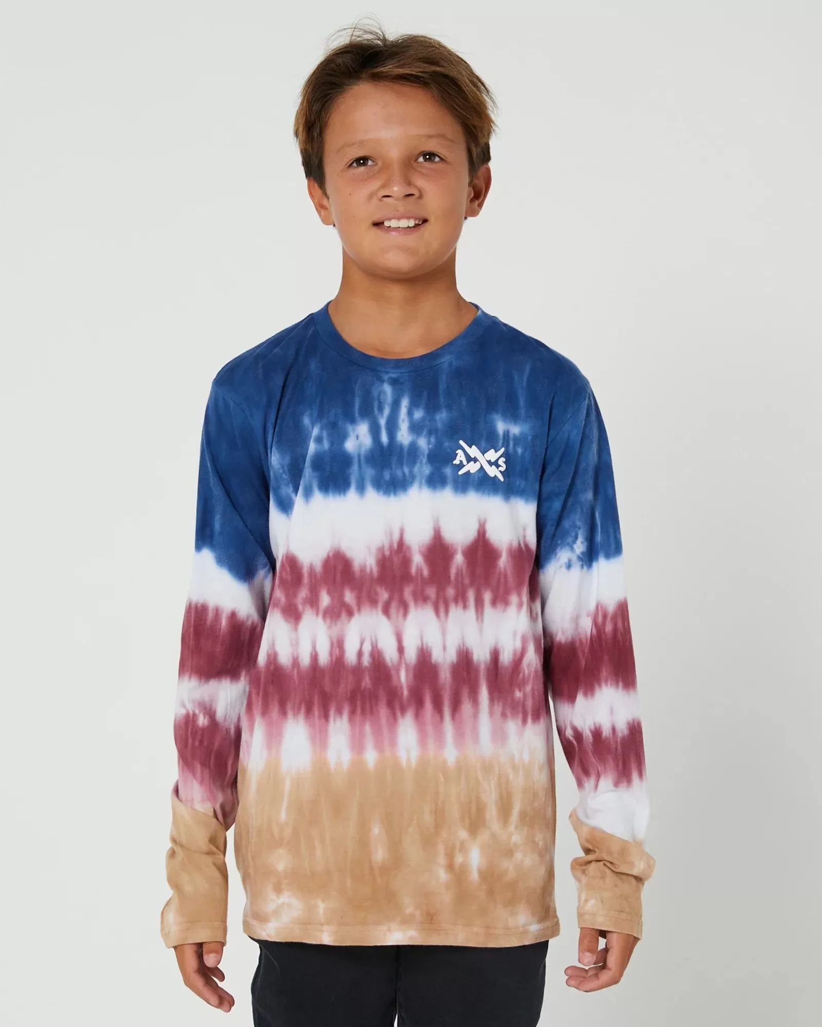 Alphabet Soup Teen Triple LS Tee Multi Tie Dye