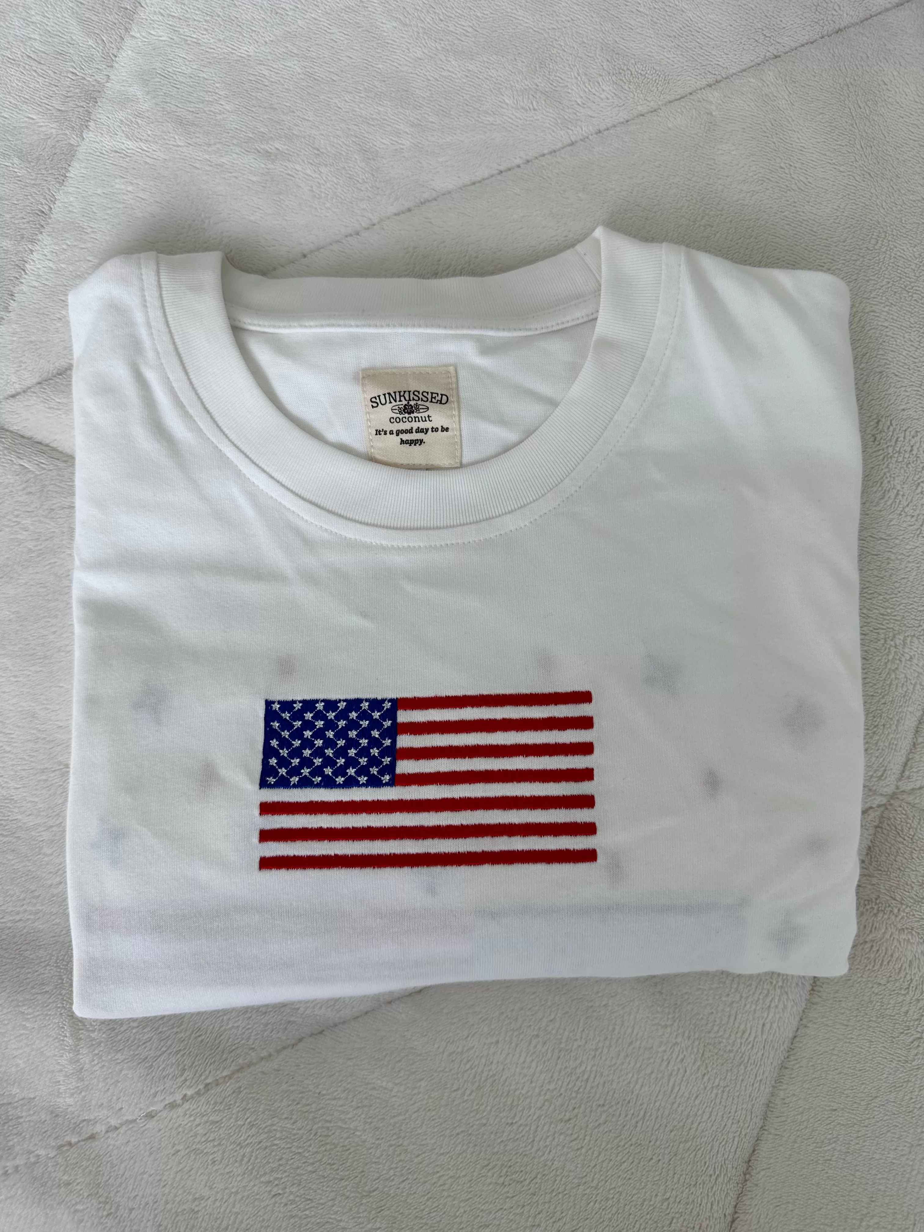 American Flag Embroider Star Tee