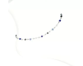 Anklet-Blue White Silver Starfish