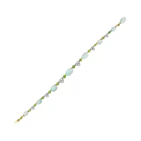 Art Nouveau 18kt/Sterling Opal, Diamond   Demantoid Garnet Bracelet