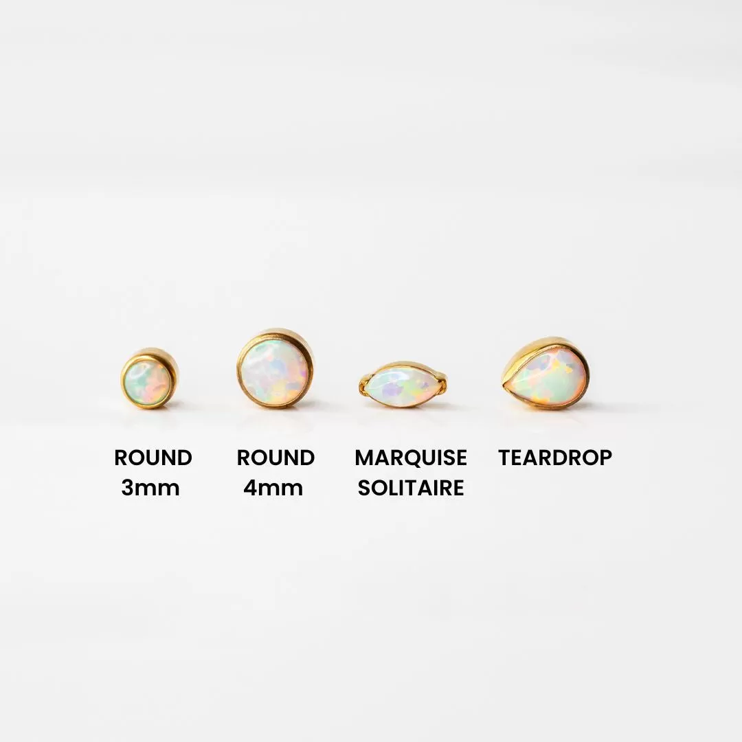 Aurora Marquise Solitaire Opal Flat Back Sleeper Earrings