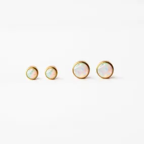 Aurora Round Opal Bezel Set Flat Back Sleeper Earrings