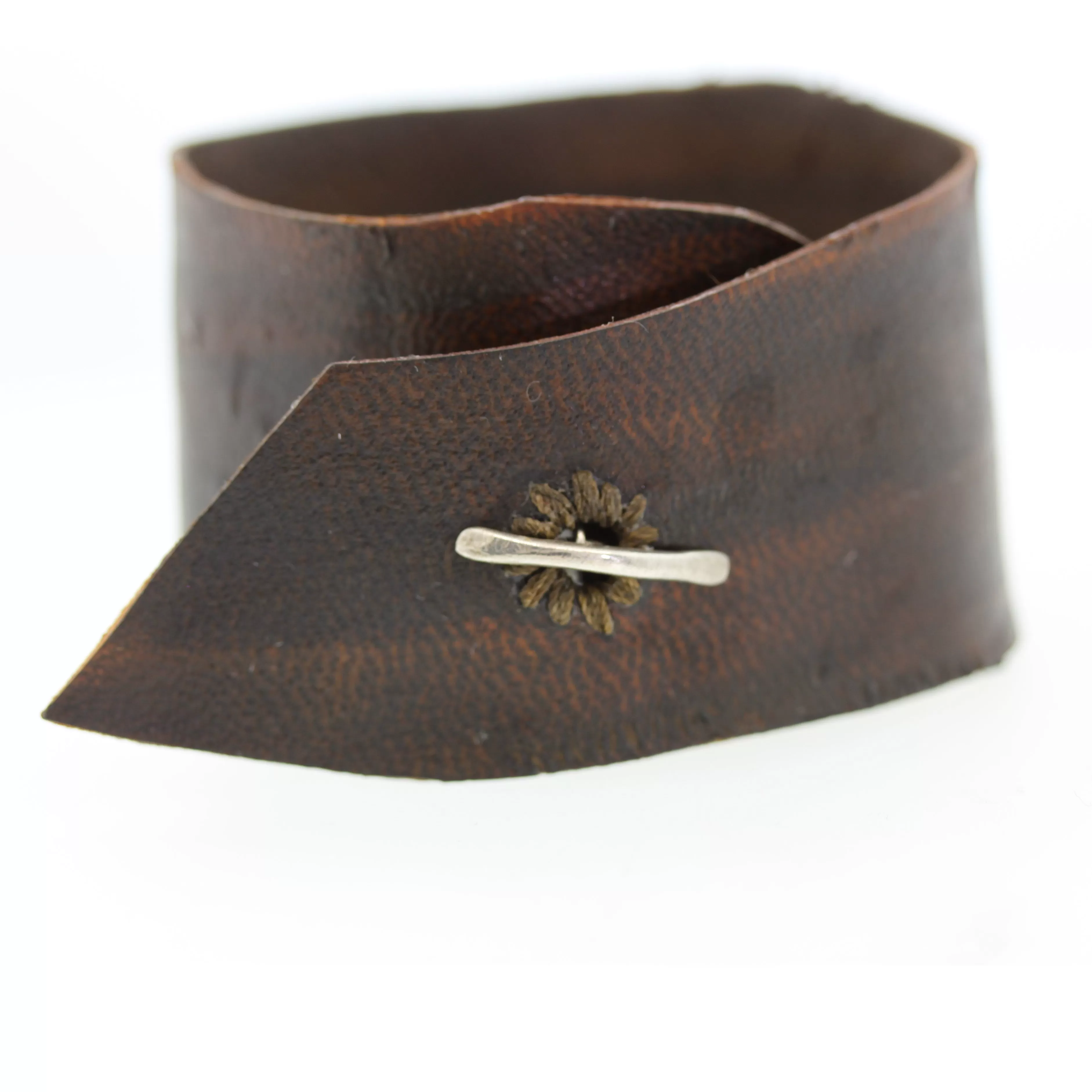 Baguette Diamond Leather Cuff Bracelet