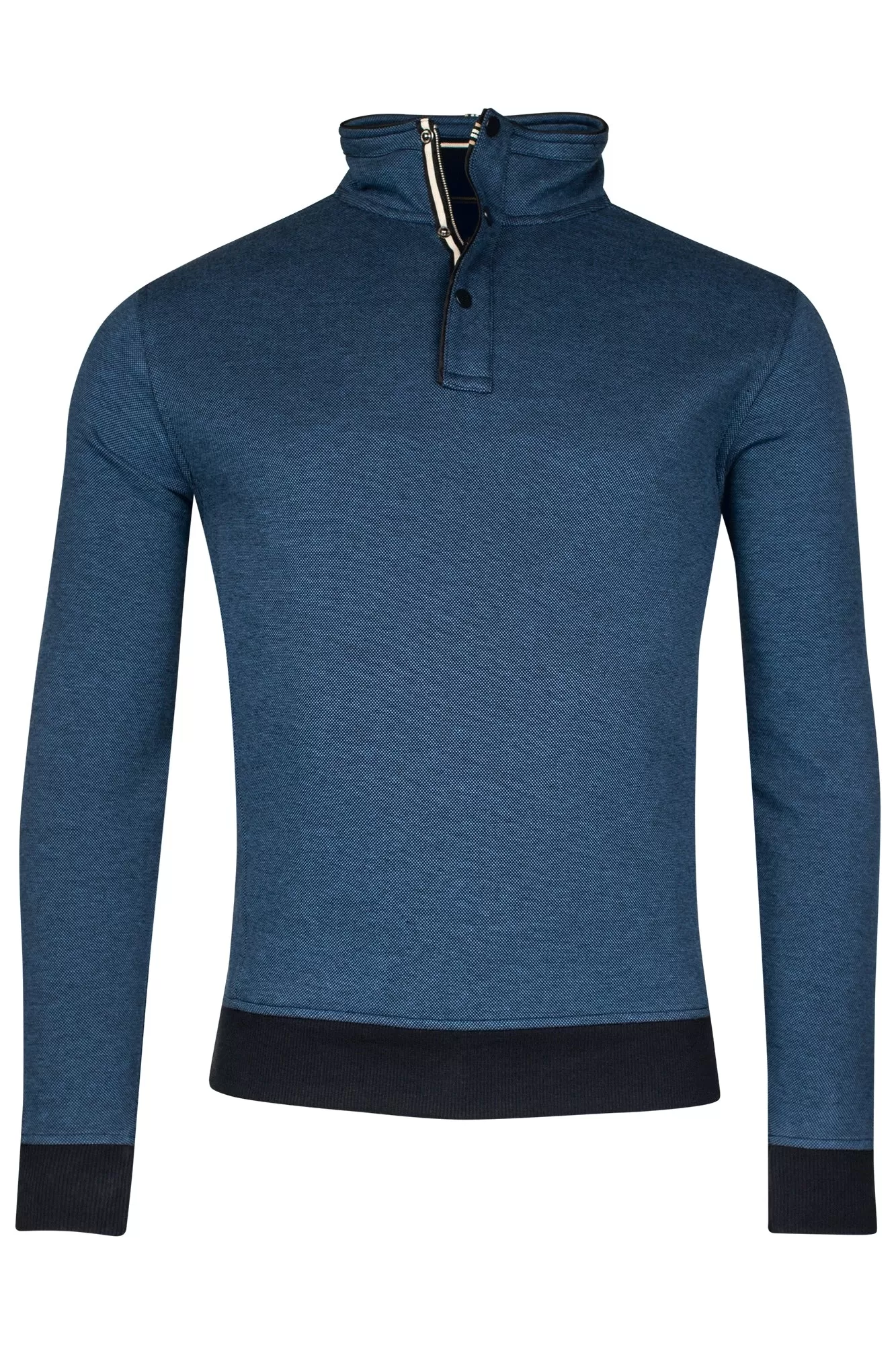 Baileys Sweatshirt 1/2 Zip 2-Tone Oxford Jacquard Casual Top/ Blue - New SS24