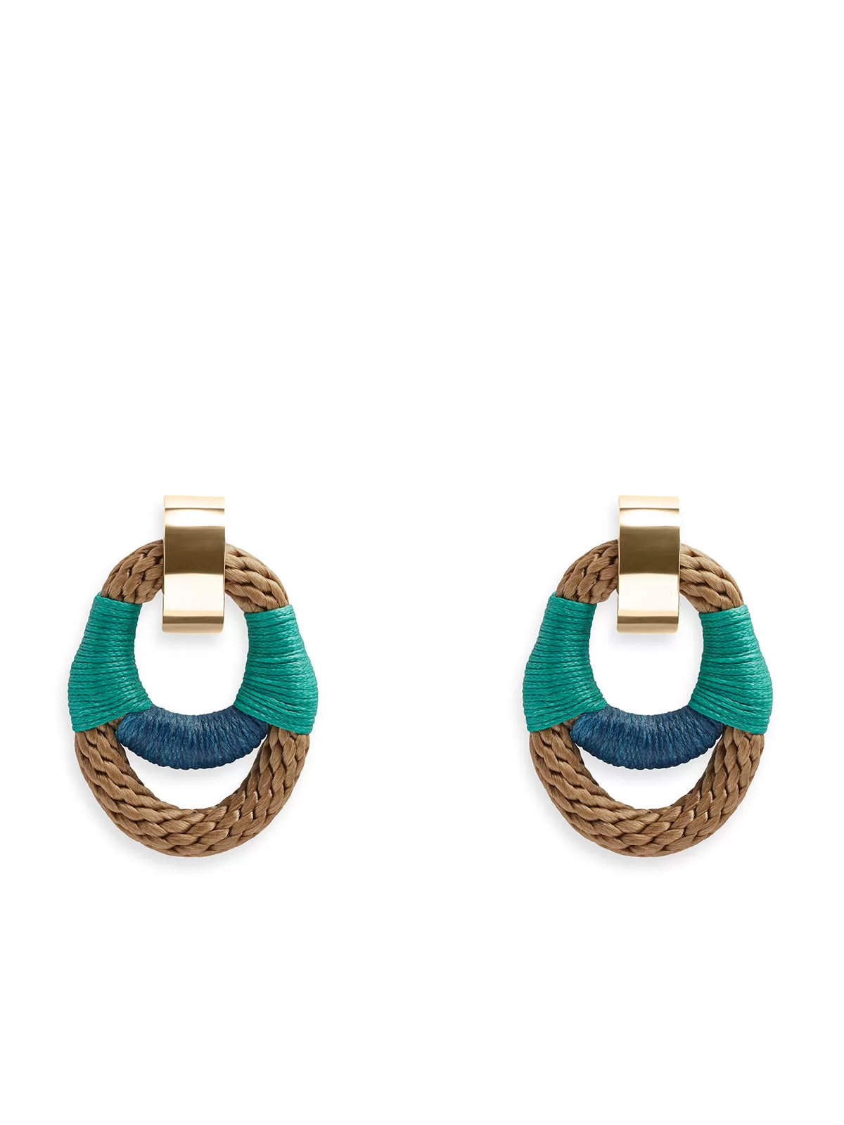 Beige, Aqua & Blue Vessel Earrings