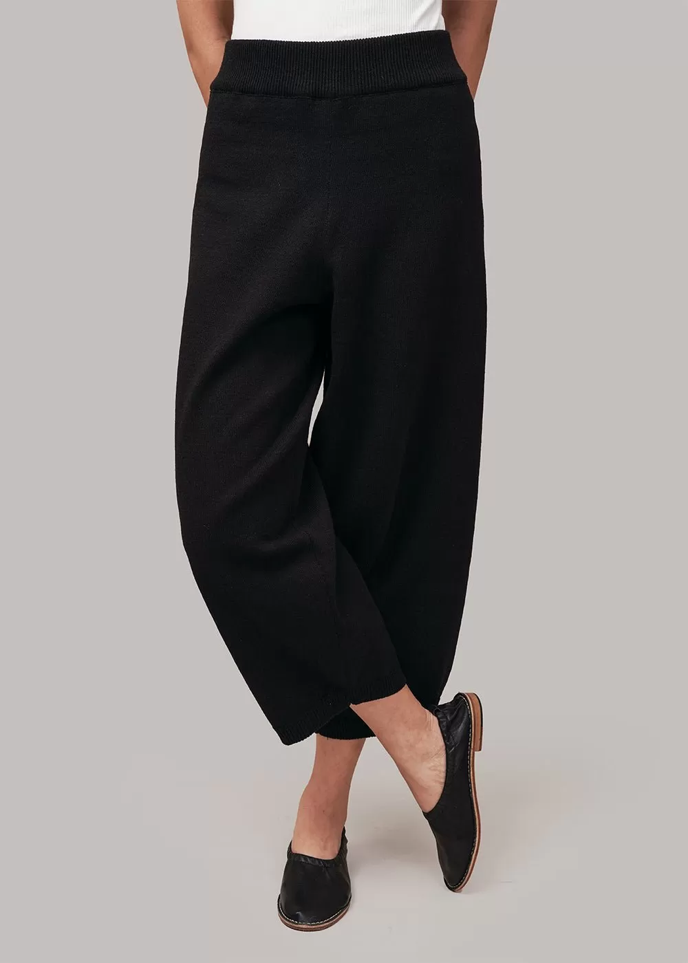 Black Cotton Knitted Pants