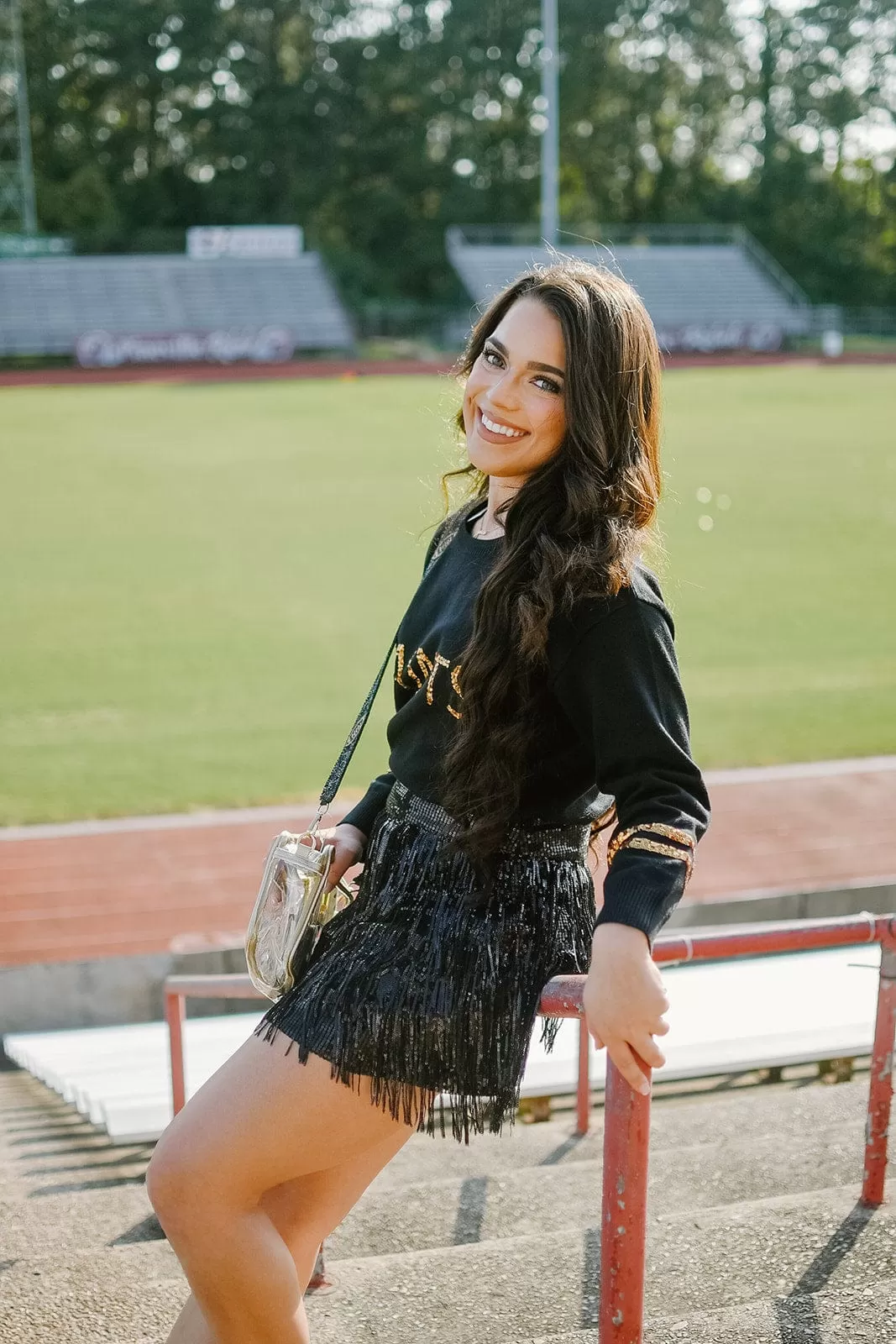 Black Sequin Fringe Mini Skirt