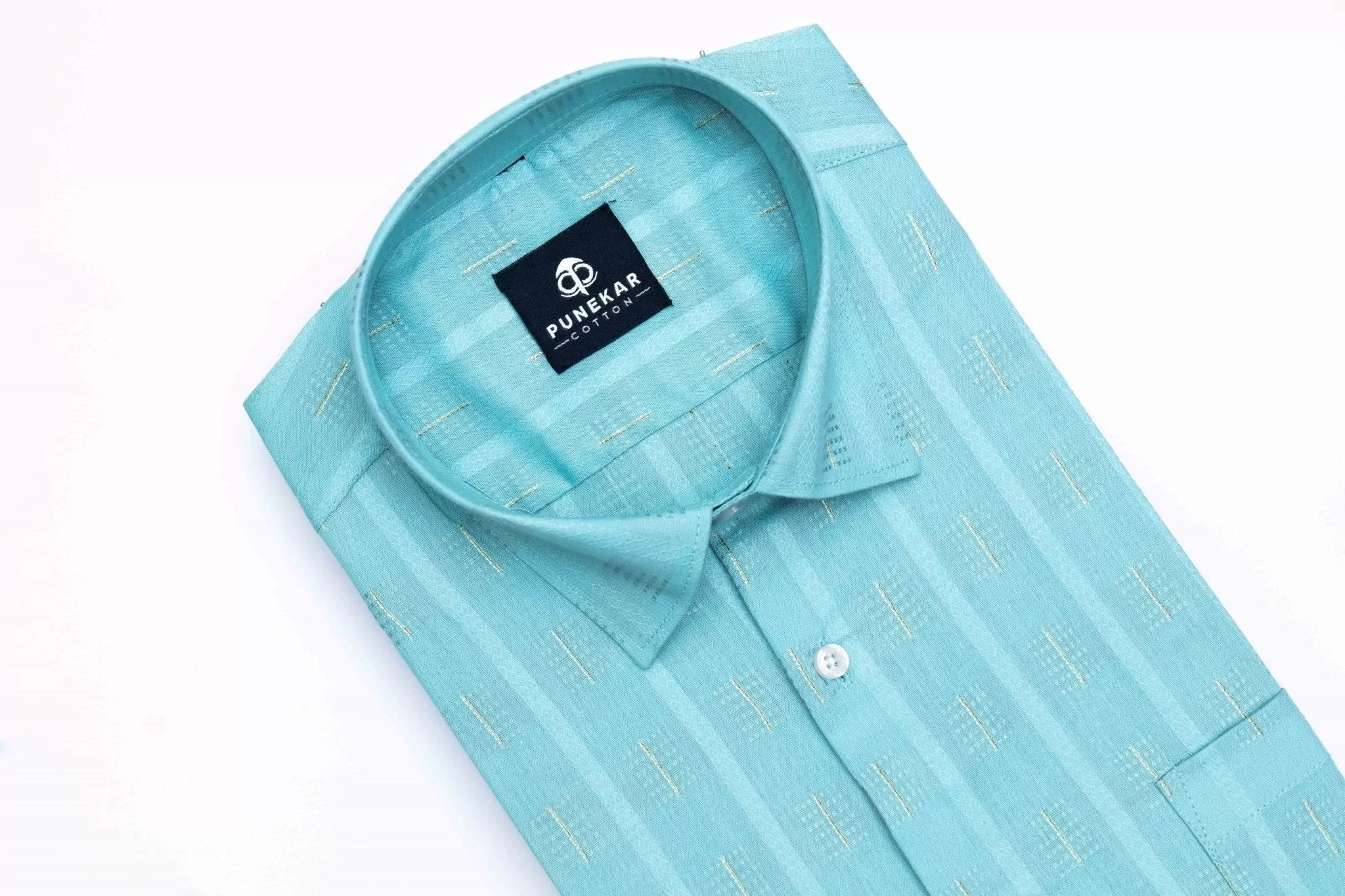 Blue Color Embroidery Pure Cotton Shirt For Men