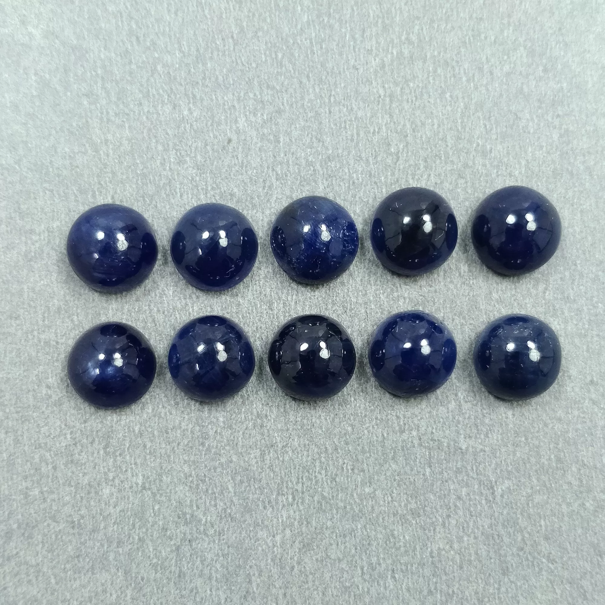 BLUE SAPPHIRE Gemstone Cabochon : 32.50cts Natural Untreated Unheated Sapphire Gemstone Round Shape Cabochon 8mm 10pcs Lot For Jewelry