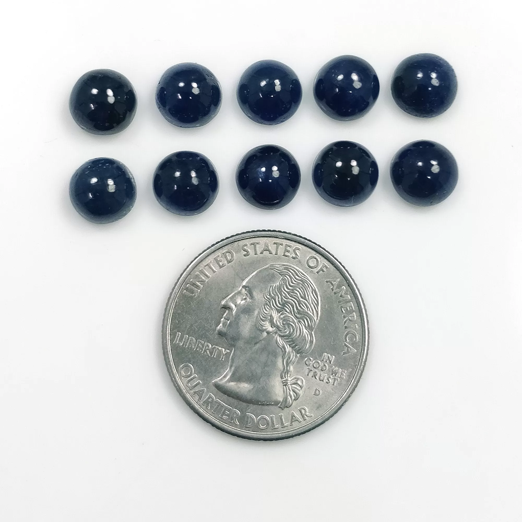 BLUE SAPPHIRE Gemstone Cabochon : 32.50cts Natural Untreated Unheated Sapphire Gemstone Round Shape Cabochon 8mm 10pcs Lot For Jewelry