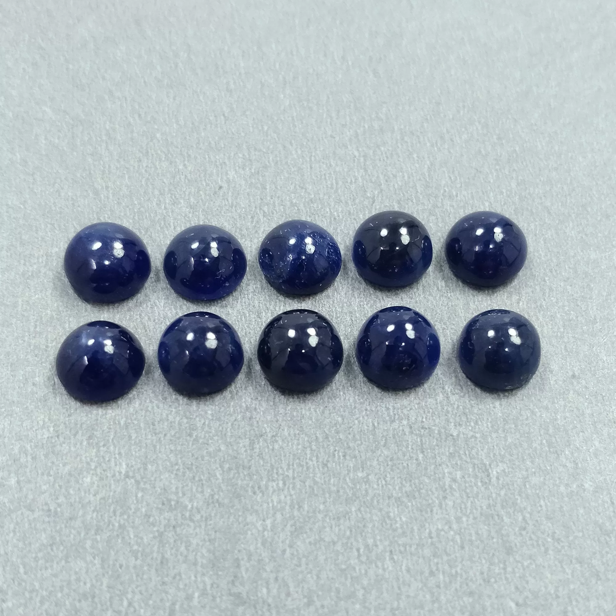 BLUE SAPPHIRE Gemstone Cabochon : 32.50cts Natural Untreated Unheated Sapphire Gemstone Round Shape Cabochon 8mm 10pcs Lot For Jewelry