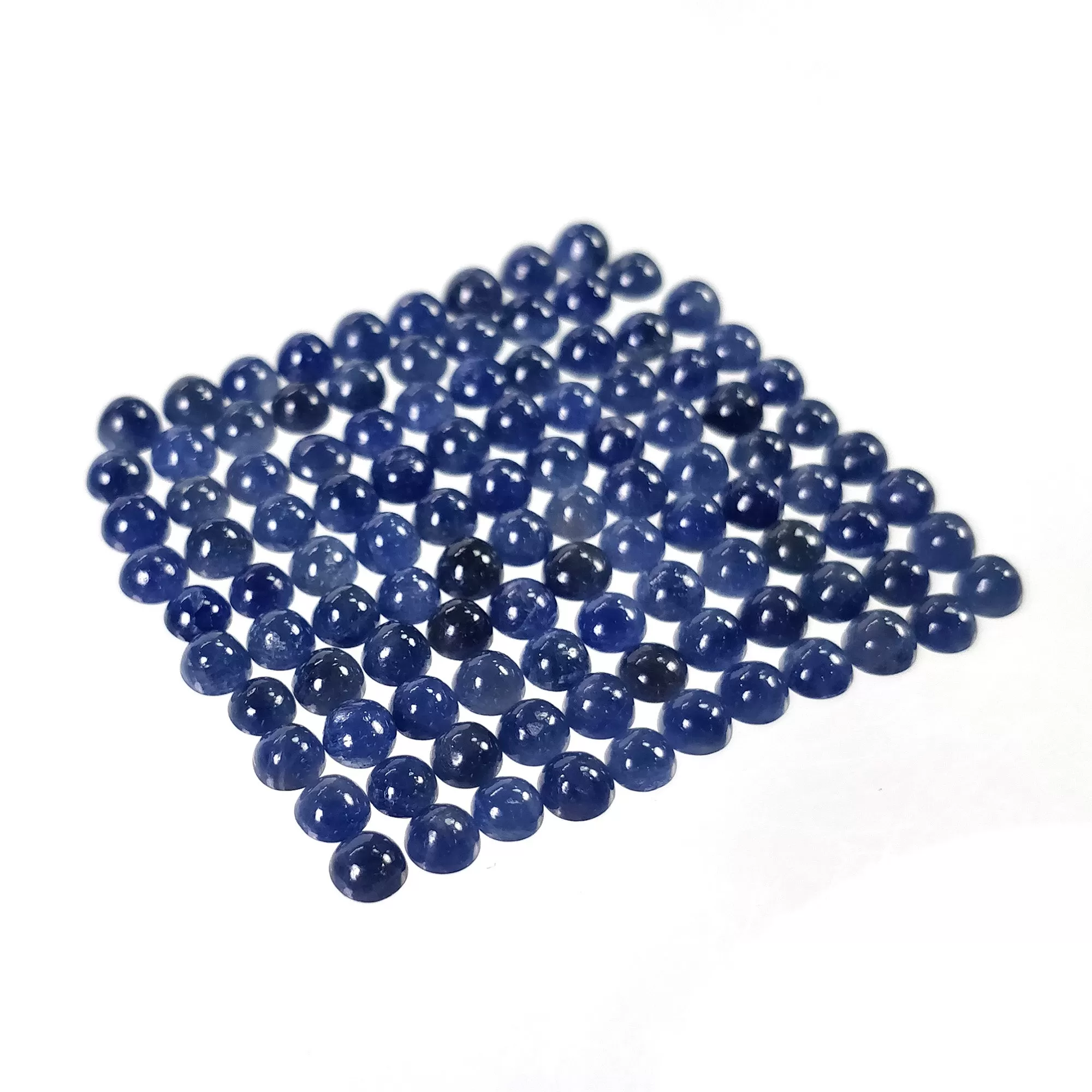 BLUE SAPPHIRE Gemstone Cabochon : 42.00cts Natural Untreated Sapphire Round Shape 4mm 107pcs