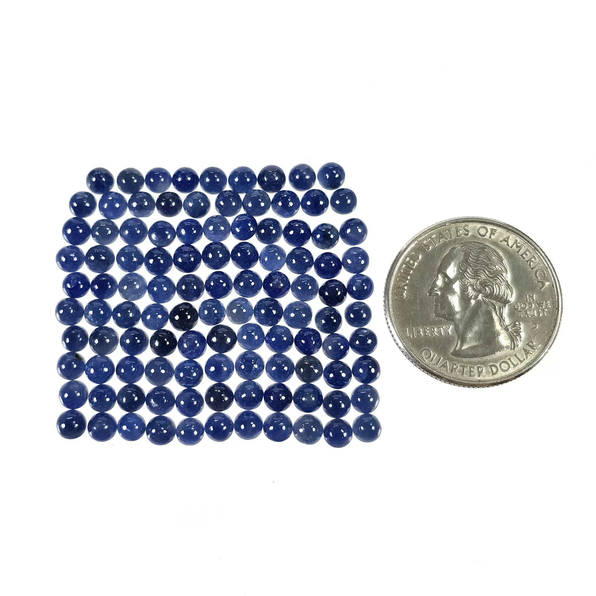 BLUE SAPPHIRE Gemstone Cabochon : 42.00cts Natural Untreated Sapphire Round Shape 4mm 107pcs