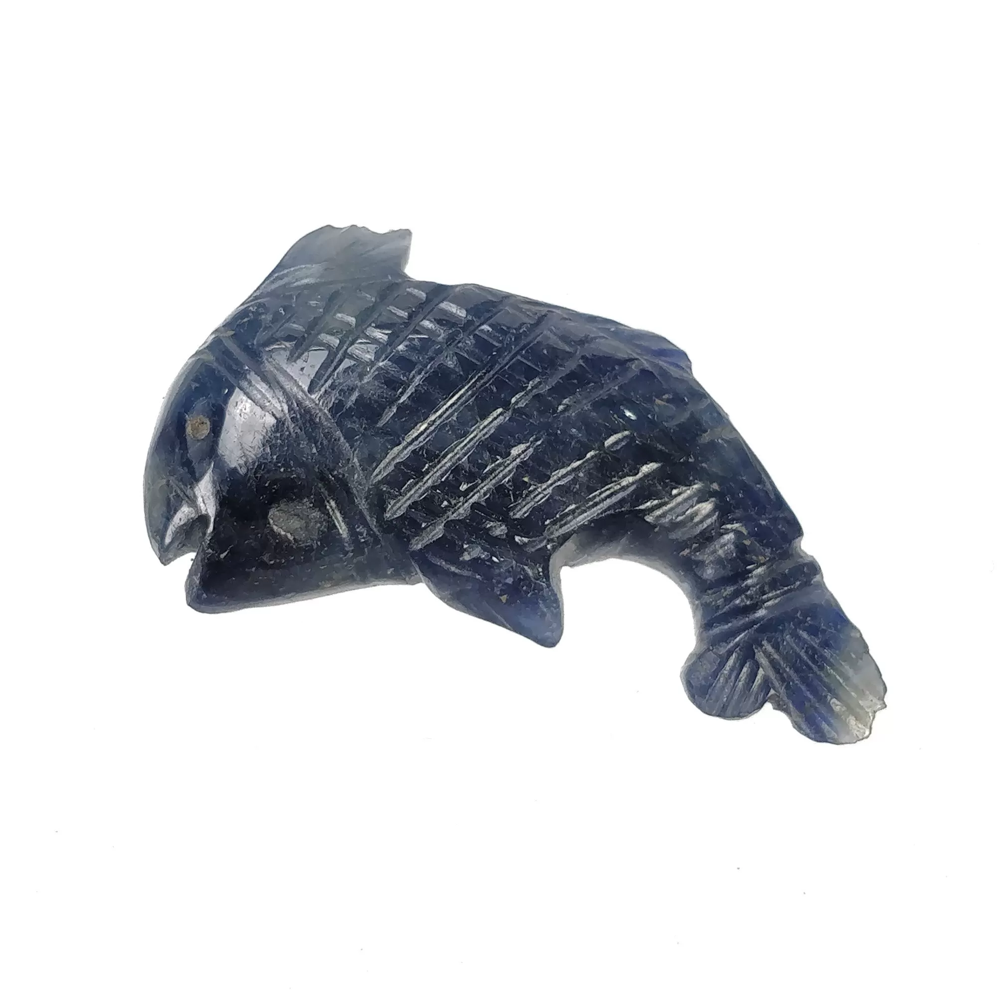 BLUE SAPPHIRE Gemstone Carving : 22.75cts Natural Untreated Unheated Sapphire Hand Carved Fish 31*17mm (With Video)