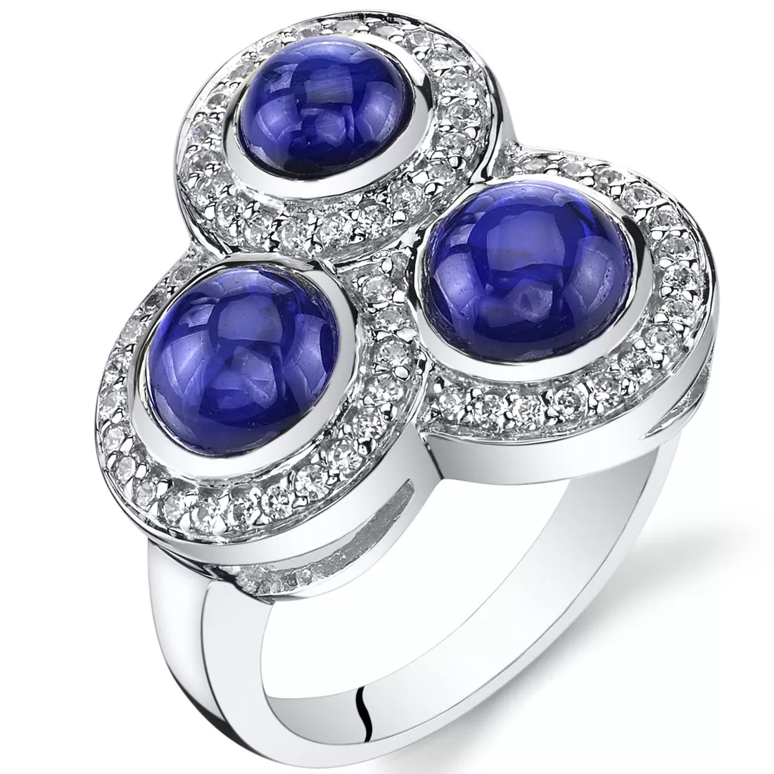 Blue Sapphire Round Cut Sterling Silver Ring Size 5