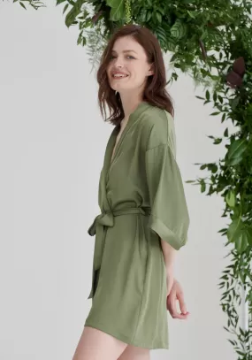 Bridesmaid Satin Robe - Olive