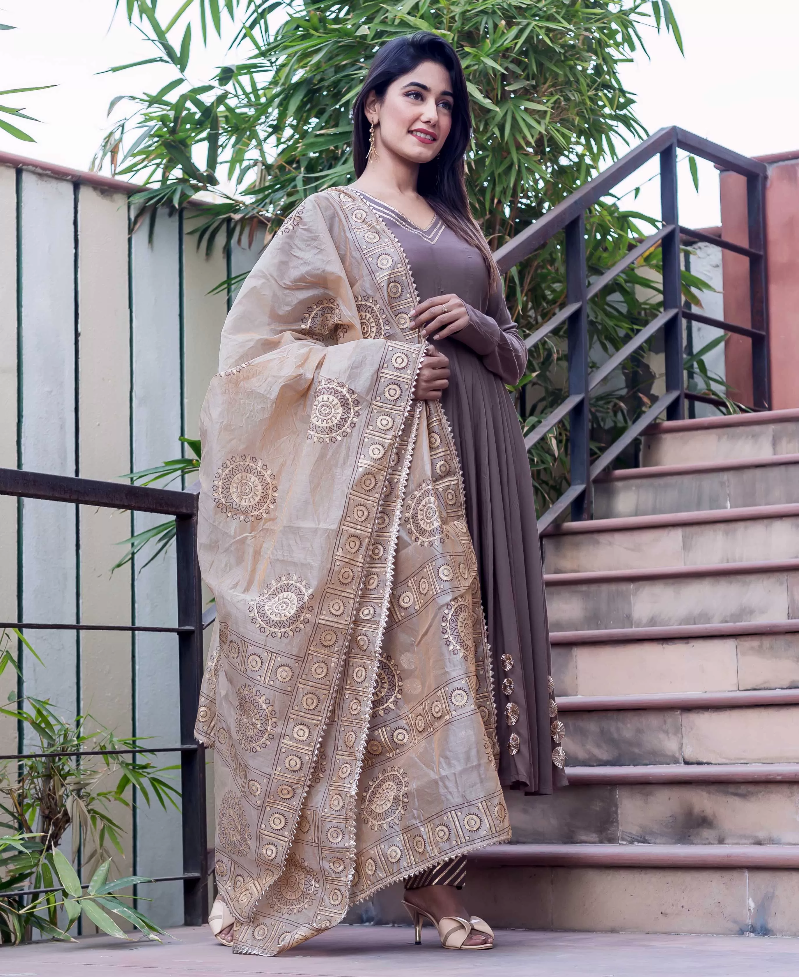 Brown Anarkali Kurta