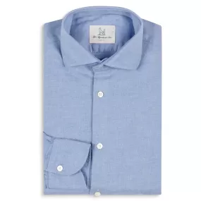 Brushed Cotton Flannel Shirt in Sky Blue