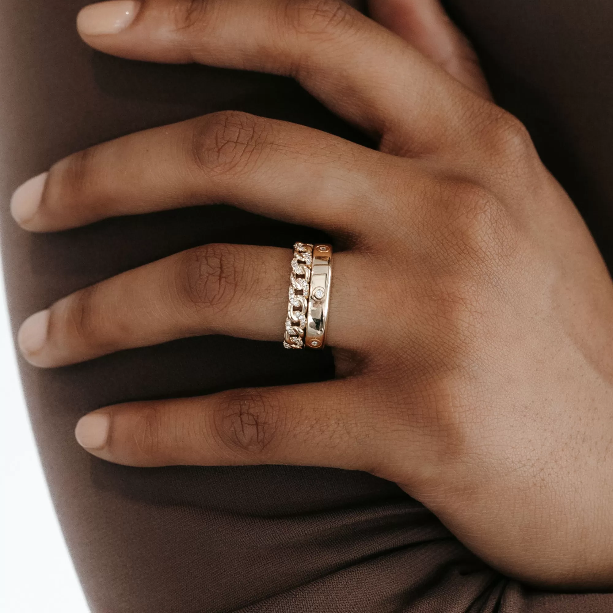 Burnished & Prong Set Double Stack Ring