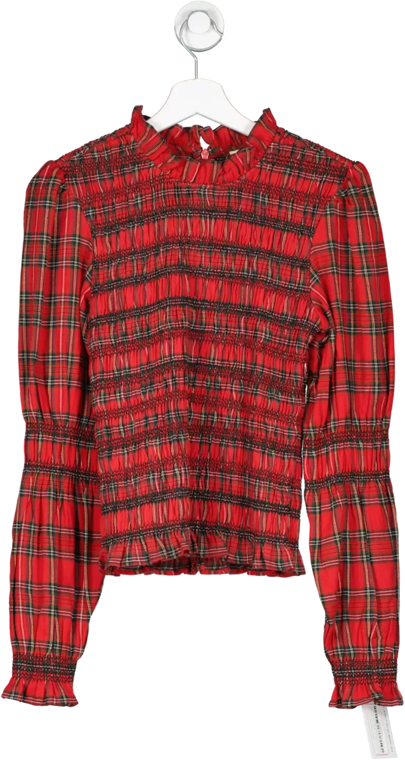 By Iris Red Simone Tartan Top UK S