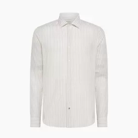 Clamenc shirt Stripe Voile Cotton Linen