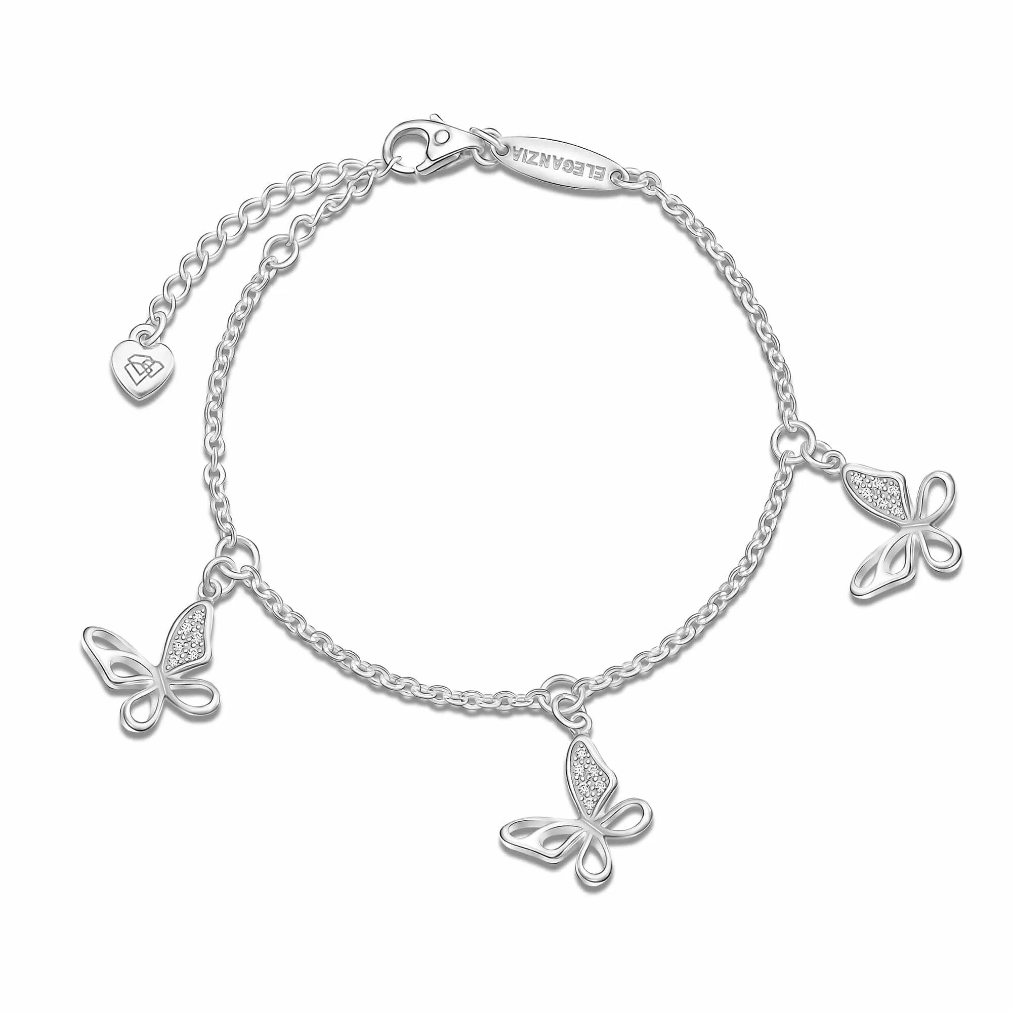 CZ Open Wings Butterfly Bracelet Sterling Silver